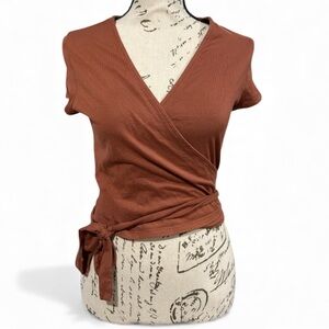 Adriano Goldschmied Burnt Orange‎ Wrap Blouse- Size Small